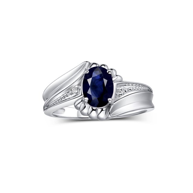 RYLOS Bagues pour Femmes en Argent Sterling Bague Z Tourbillon Pierre Précieuse Ovale 7X5MM et Bagues en Diamant Bijoux Saphir de Septembre Taille 10