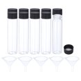 thumbnail image 1 of Unique Bargains 50mL Reagent Media Bottle, 10 Pack Round Glass Storage Bottles with 5 Funnel Plastic Screw Cap, Clear Black, 1 of 5