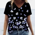 thumbnail image 2 of Fashion Woman V-Neck Printed Short Sleeve Printing Blouse T-Shirt Summer Tops, 2 of 9