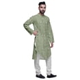 thumbnail image 2 of Atasi Button Down Asymmetric Printed Long Sleeve Rayon Kurta Pyjama Set, 2 of 4