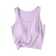 thumbnail image 3 of Yuyuzo Womens Tank Tops with Built in Bra Sleeveless Cropped Shirts Crewneck Pajamas Vests Casual Comfy Base Layer Top Loungewear, 3 of 7