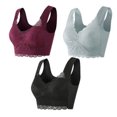 thumbnail image 1 of Timegard Bras for Women Plus Size Wirefree Flower Lace Back Smoothing Comfortable Full-Support Bralette, 1 of 5