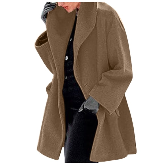 Wyzesi Wool Trench Coat Womens Winter Wool Coat Trench Jacket Ladies Warm Slim Long Overcoat Outwear Black Leather Jacket Cropped Plus Size Long Winter Coats