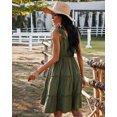 thumbnail image 4 of YNIQUE Womens Summer Casual Spaghetti Strap Smocked Ruffled Vacation Mini Dress, 4 of 6
