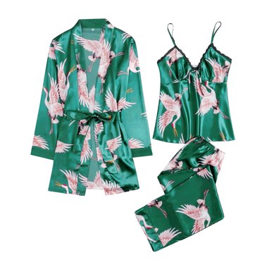 WTXUE Ensembles de Pyjama pour Femmes / Pyjamas Polyester Imprimé Quotidien Femme / 3 Pcs Vert m