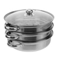 thumbnail image 1 of Miangastore 28cm Stainless Steel Three-Layer Soup Steamed Steamer Multi-Function Steamed Pot Cookware Pot Cooking Gifts(Silver), 1 of 8