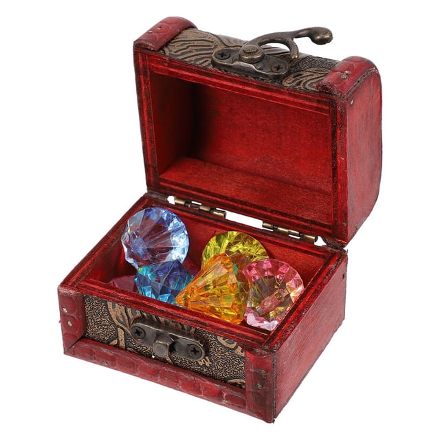 POINTERTECK 1 Set Pirate Treasure Chest with Gemstones Acrylic Diamond Gems Treasure Box