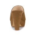 thumbnail image 2 of BLISSFUL STEP Women's Chunky Heels Platform Open Toe Slides Sandals Brown 8.5, 2 of 7