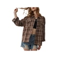thumbnail image 1 of Women Plaid Flannel Shirt Jacket Button Down Lapel Long Sleeve Shirts Blouse Shacket Cardigan Coats Fall Spring Clothes, 1 of 7