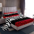 thumbnail image 1 of Erosebridal Ensemble de Draps à Imprimé Léopard Rouge pour Lit Simple, Ensembles de Literie Géométriques Format Simple, Décoration Zèbre, 3 Pcs, 1 of 7