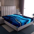 thumbnail image 4 of Marble Sheets Blue Stone Pattern Bed Sheets Set Full Size Watercolour Artwork Marbling Sheet Set Abstract Art Fluid Bedding Set For Kids Teens, 4 of 7