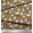 thumbnail image 3 of Soimoi Brown Viscose Chiffon Fabric Mushroom,Oaknut & Rabbit Animal Printed Craft Fabric by The Yard 42 Inch Wide, 3 of 3