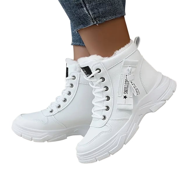 LSLJS Womens Snow Boots Versatile Warm High-top Snow Boots Cotton Shoes Velvet Work Boots