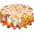 thumbnail image 1 of Fall Round Tablecloth 60 Inch Autumn Maple Leaf Pumpkin Sunflower Print Decorative Table Cloth Thanksgiving Tablecloth Suitable for Home Kitchen Dining Table Outdoor Party Picnic, 1 of 6