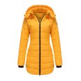 thumbnail image 3 of Innerwin Hooded Coats Solid Color Women Down Winter Long Sleeve Lightweight Puffer Jacket Sunflower XS, 3 of 7