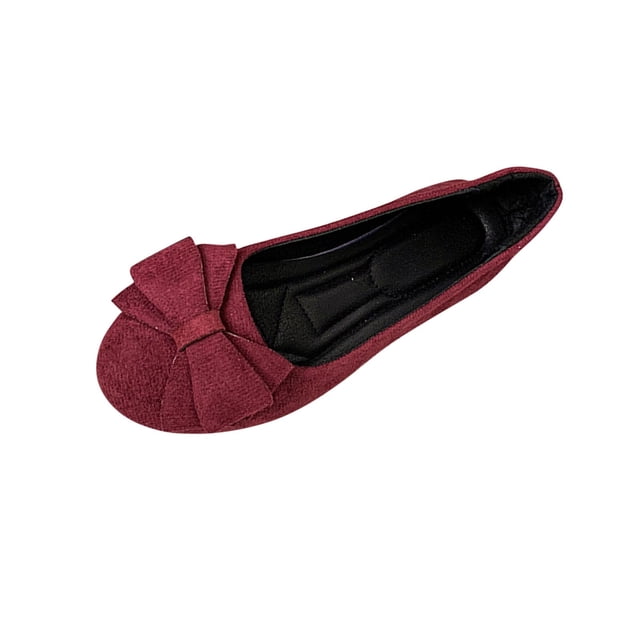 CHGBMOK Women's Sandals Spring and Summer New Style Solid Color Suede Bow Round Toe Moccasins Low Heels,Sizes 36-43