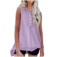 thumbnail image 1 of FAIWAD Women's Sleeveless Tank Tops Summer V Neck Button Down Tops Irregular Hem Lightweight Tops, 1 of 6
