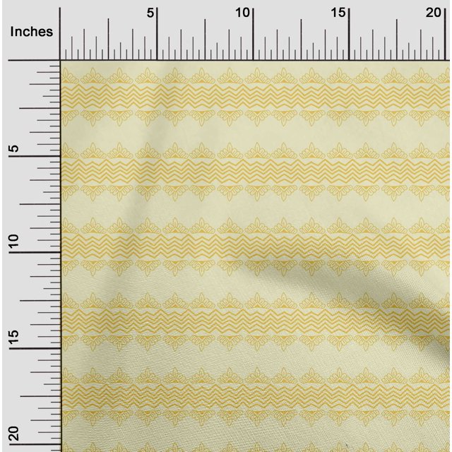 oneOone Tissu en Coton Cambric Imprimé Floral & Chevron 1 Yard 56 Pouces de Large
