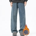 thumbnail image 2 of RKSTN Mens Pants Plush Thick Jeans With Elastic Drawstring Loose Oversized Straight Leg Pants Long Pants Soft Comfortable Workout Pants, 2 of 5