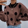 thumbnail image 4 of Chandail à Pois en Tricot à Col Rond pour Femme, Mode, Chandail Tricoté, Haut, Blouse, 4 of 5