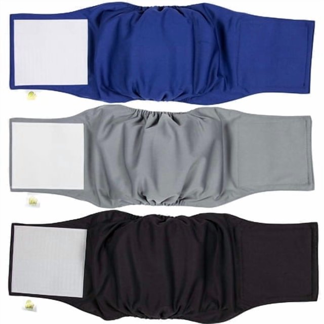 PET MAGASIN Male Dog Belly Bands Washable - Reusable Dog Diapers Male for Small Medium Large Dogs - Adjustable Wraps for Incontinence & Training - Pack of 3 (Original Small (13""-15"" Waist))