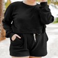thumbnail image 4 of Women‘s Sweatshirt and Elastic Shorts 2 Piece Tracksuits with Long Sleeves, 4 of 9