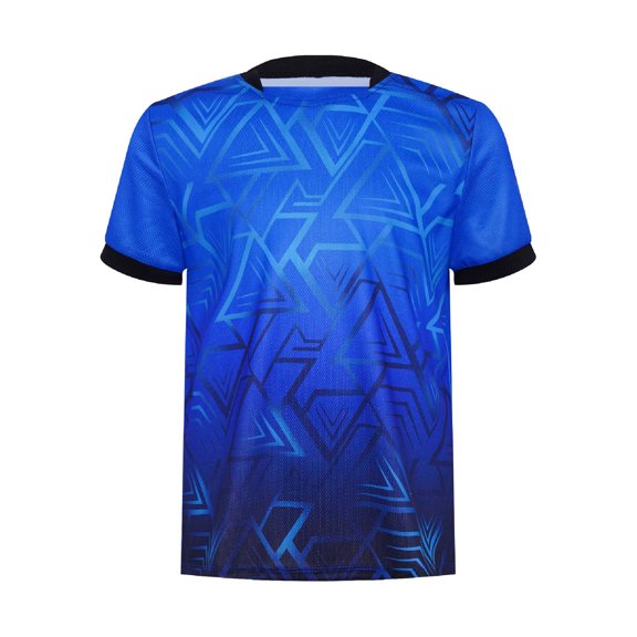 YiZYiF Garçons Enfants Imprimé Maillot de Soccer Haut Sports Entraînement T-shirt Basketball Soccer Maillots Gym Tennis T-Shirts Bleu 16