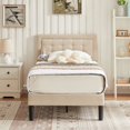 thumbnail image 1 of VECELO Upholstered Platform Bed Frame with Button Tufted Adjustable Headboard, Sturdy Wood Slat Support, Beige, 1 of 7