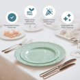thumbnail image 3 of Posh Setting Vintage Disposable Dinnerware Set - Heavy Duty Plastic Plates, 60 Pack with 30 Appetizer & 30 Dinner Plates for Wedding, Light Green, 3 of 6