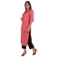 thumbnail image 3 of Moomaya Kurta en Rayonne Uni pour Femmes à Manches Évasées, Col à Cordon, Kurti Ethnique Long, 3 of 7