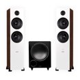 thumbnail image 1 of Fluance Ai81 Powered Floorstanding Tower Speakers (White Walnut) and DB10 10" Low Frequency Ported Front Firing Powered Subwoofer with 15 Feet RCA Ultimate Performance Collection Subwoofer Cable, 1 of 8