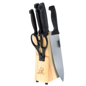 7pc Beille Compact Stainless Steel Kitchen Cooking Knife Block Set