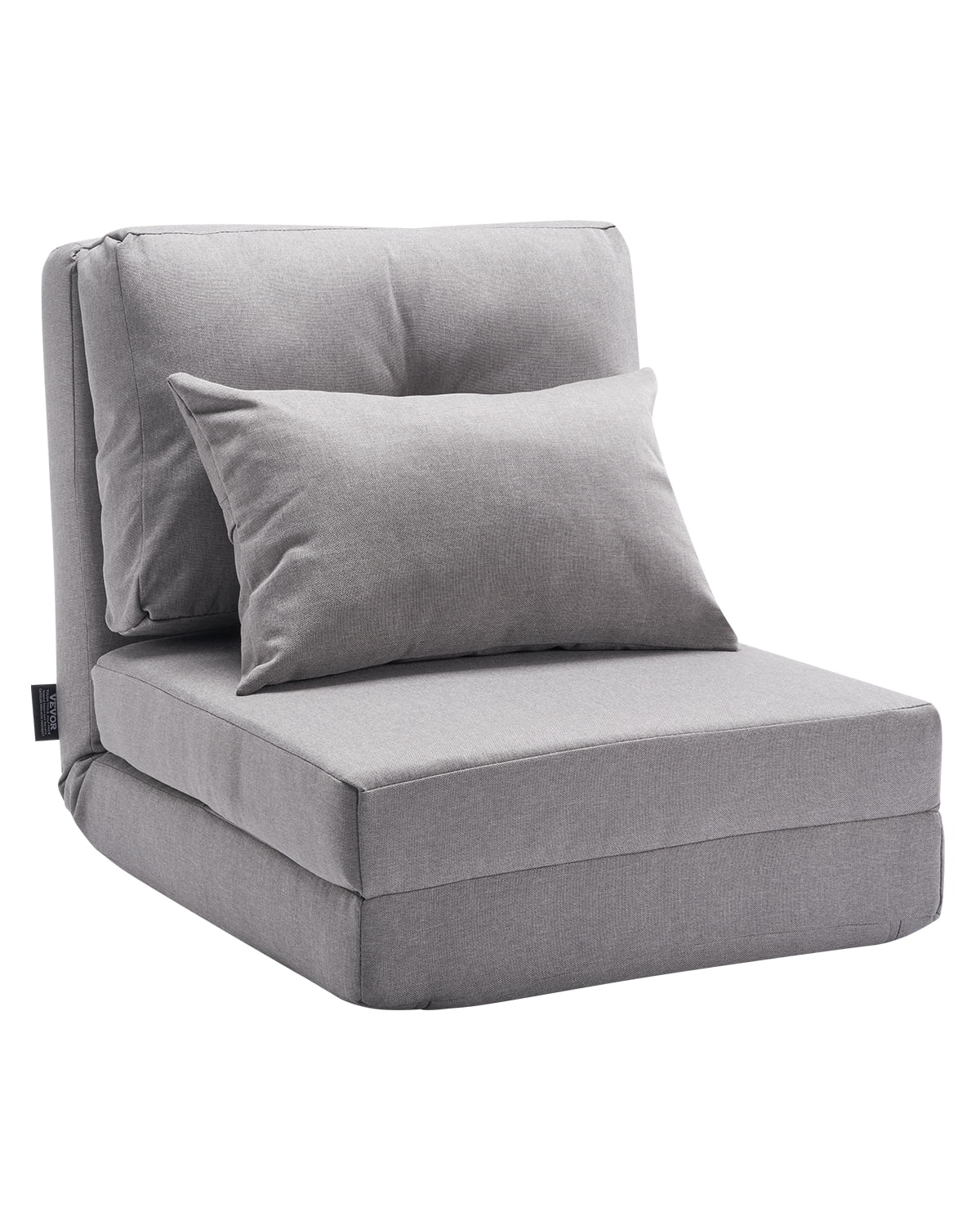 VEVOR Convertible Flip Chair with 5 Adjustable Position Folding Floor Lazy Sofa Gray
