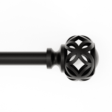Mainstays 1/2" Black Filagree Knob Adjustable Curtain Rod Set, 28"-48"