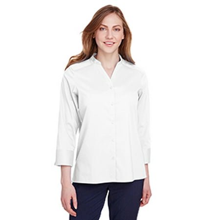 Blouse à Manches 3/4 en Broadcloth Extensible Collection Couronne pour Femmes DG560W