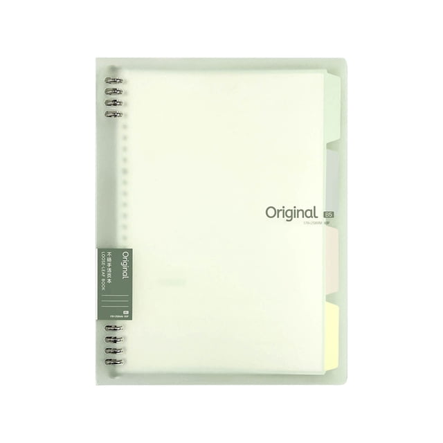 TopLLC 8 Ring Binder Notebook, Frosted PVC Softcover B5 Lined Writing Notebook with Tabs, Refillable 120 Pages Thicken Ruled Paper Loose Leaf Journal Notepad School Office Supplies for Students