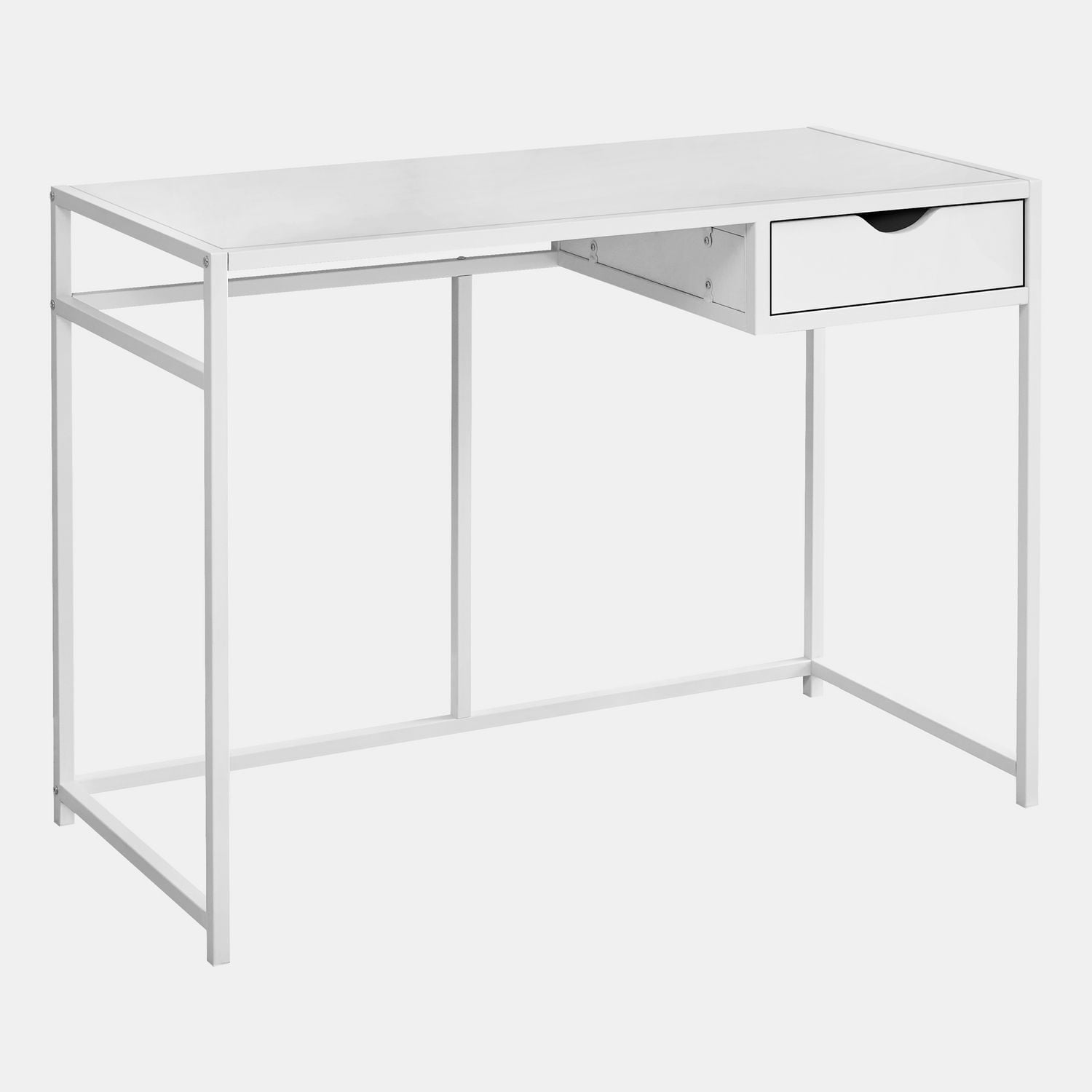 Monarch Specialties Computer Desk, Home Office, Laptop, Storage Drawer, 42"l, Work, Metal, Laminate, White, Contemporary, Modern