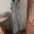 thumbnail image 1 of Robes d'Été Grande Taille pour Femmes 2024 Robe pour Col en V Décontractée Robes Soleil Poche Genou Manches Courtes avec Poches Économisez jusqu'à 65 % de Rabais!, 1 of 6