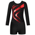 thumbnail image 3 of Loodgao Justaucorps de Danse et de Gymnastique pour Filles Manches Longues Col Rond avec Shorts Rouge 12, 3 of 6