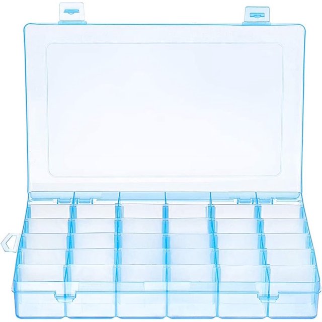 Estbridg Plastic Organizer Bead Storage Box with Compartments Containers with Movable Dividers for Small Earring Jewelry Craft Sewing Supplies 36 Grid 1 Pack