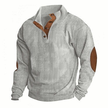 Chandail à Quart de Boutonnage pour Homme, polo à Manches Longues