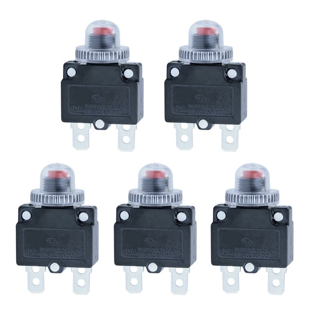 Protecteur de Surcharge de Brise-Brise Interrupteur Fusible Protection contre Surcharge Réinitialisation de Surintensité 5 Pcs 10A Base en Bakélite Terminal en Métal