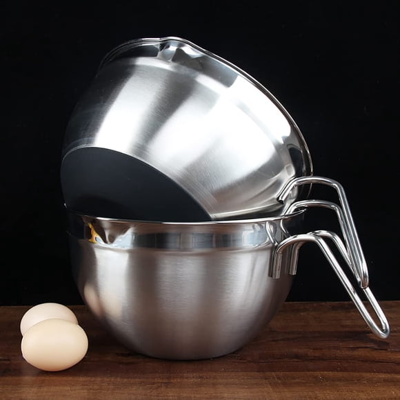 GOGRANT Stainless Steel Mixing Bowl with Handle, 20cm Non-Slip Silicone Bottom Egg Beater Bowl for Baking, Salad, Whisking, Pour Spout Design