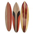 thumbnail image 1 of Lot de 3 Tentures Murales de Planche de Surf en Bois Rayé Peintes à la Main - Pièces d'Accent d'Art de Décoration de Plage - Chacune de 32 Pouces de Long - Parfaites pour les Chambres et les Salles de Bains, 1 of 5