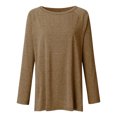 thumbnail image 2 of Innerwin T-shirt Crew Neck Women Tee Work Solid Color Loose T Shirt Khaki XL, 2 of 6