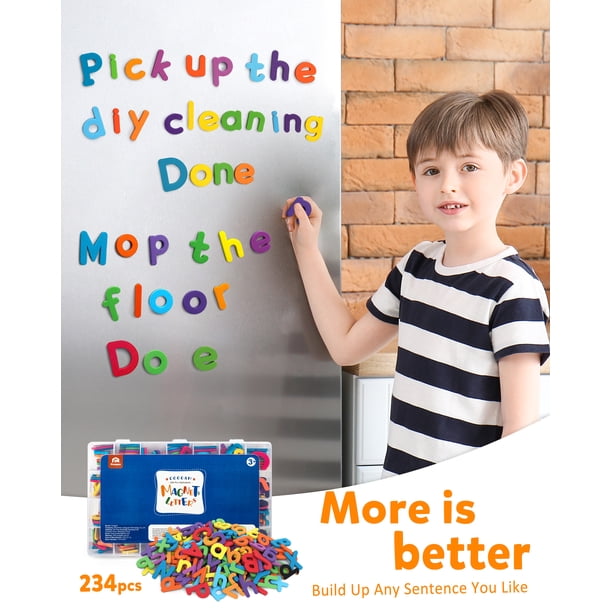 Ensemble de 244 Pcs de Lettres et Chiffres Magnétiques, Alphabet en Mousse Majuscules Minuscules ABC 123 Aimants pour Réfrigérateur, Ensemble de Jouets Éducatifs