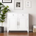 thumbnail image 2 of Connaught Armoire de Rangement d'Entrée Traditionnelle en Bois Massif de 40 Pouces de Large, Blanc, 2 of 7