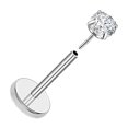 thumbnail image 1 of Titanium Flat Back Earrings Non Threaded Push In Nose Lip Cartilage Jewelry Small Puncture Studs for Men and Women, 1 of 5