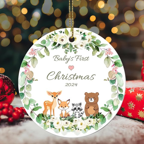Ornements de Noël pour Bébé - 1er Ornement de Noël 2024, Ornements de Fille pour Décoration d'Arbre de Noël en Acrylique, Cadeaux de Noël pour Nouveau-Né et Petits-Enfants (A)
