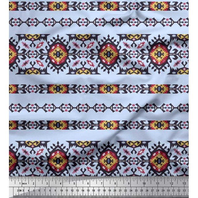 Soimoi Velvet Fabric Aztec Southwestern Print Fabric by Yard 58 Inch Wide